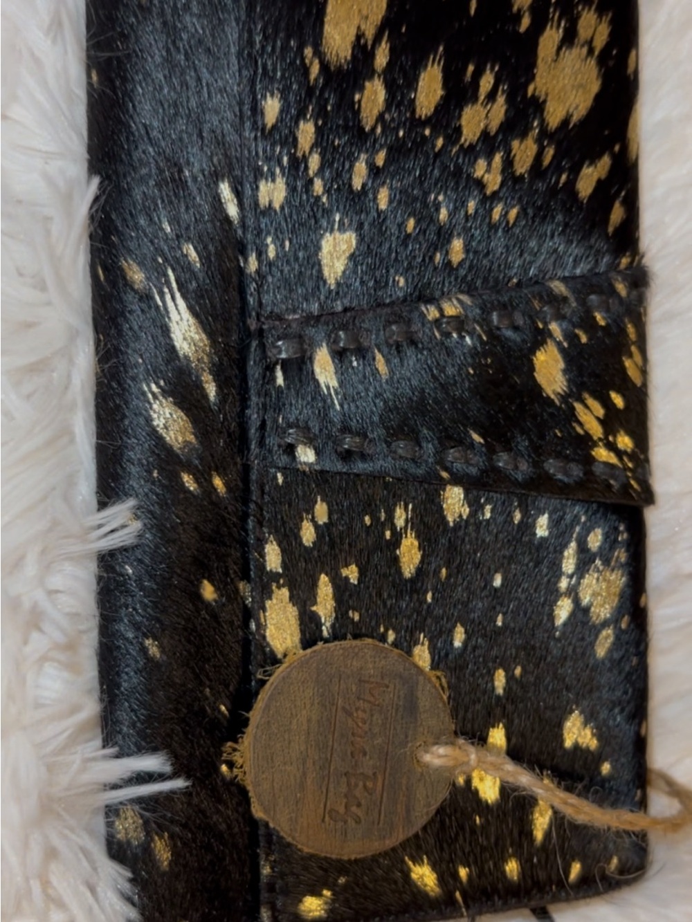 Myra Bag Black and Gold Speckled Leather Wallet